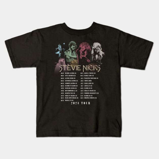 Stevie Nicks Vintage Rock Music 2023 Tour Live in Concert Kids T-Shirt by Evergreen Daily